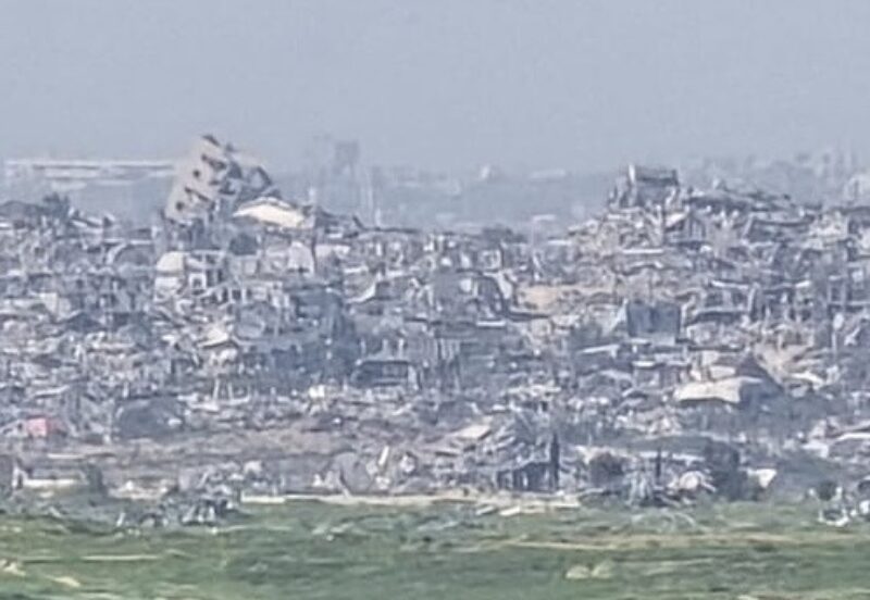 The close-up view of Gaza in the distance