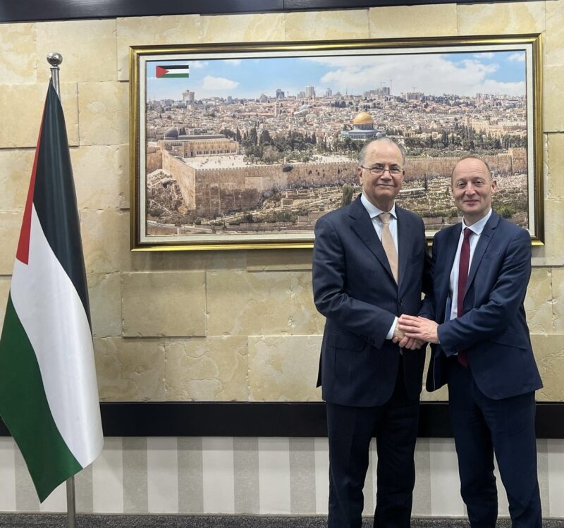 Prime Minister of Palestine, Mohammad Mustafa with Paul Waugh